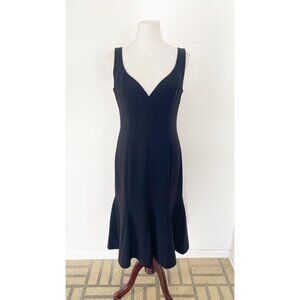 NWT Black Halo Ashlyn Godet Cocktail Midi Dress Black